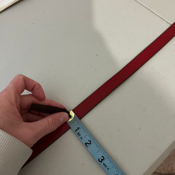 Vintage Liz Claiborne Red Genuine Saddle Leather Brass Buckle Belt Size Large